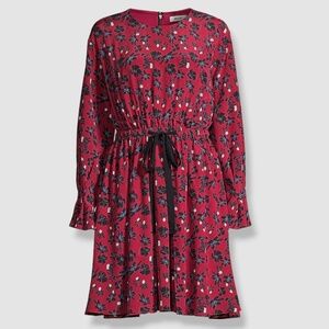 Jason Wu Women's Red Floral Silk Tie-Waist Long Sleeve Dress - size 4